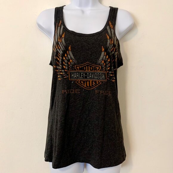 Harley-Davidson Charcoal Tank with Orange Details - Picture 1 of 8